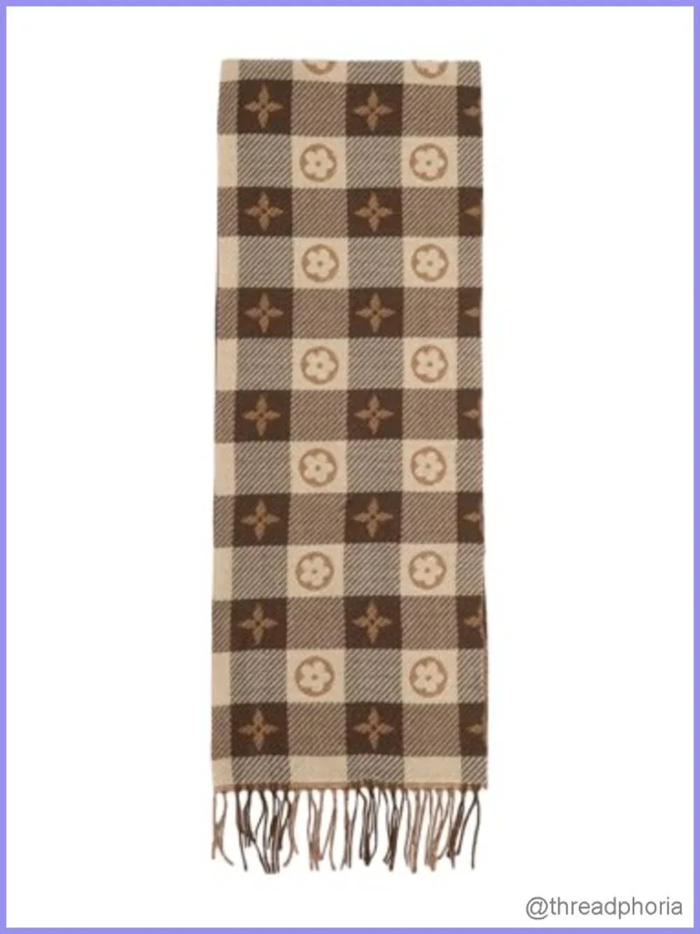 Women's Heart Print Plaid Fringe Trim Scarf Lightweight Acrylic Tassel Scarf